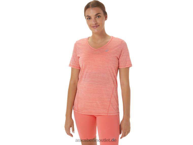 Kurzärmliges Rennoberteil für Damen mit V-Ausschnitt BL4N2295Asics Papaya/Guave