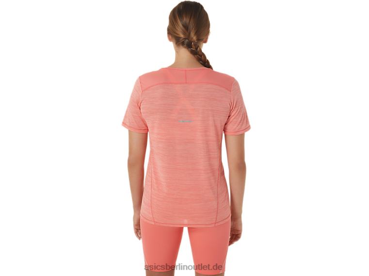 Kurzärmliges Rennoberteil für Damen mit V-Ausschnitt BL4N2295Asics Papaya/Guave