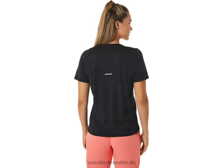 Kurzärmliges Rennoberteil für Damen mit V-Ausschnitt BL4N2448Asics Performance-Schwarz/Anthrazit