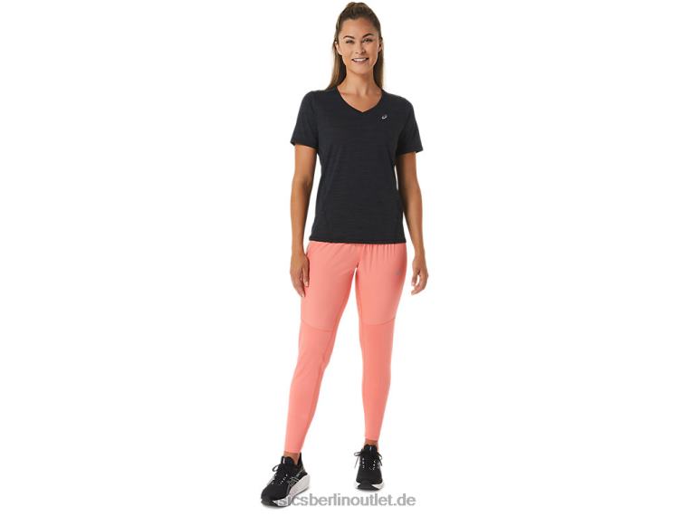 Kurzärmliges Rennoberteil für Damen mit V-Ausschnitt BL4N2448Asics Performance-Schwarz/Anthrazit