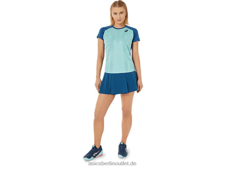 Kurzarm-T-Shirt mit Match-Grafik für Damen BL4N3526Asics Oasengrün/helles Indigo