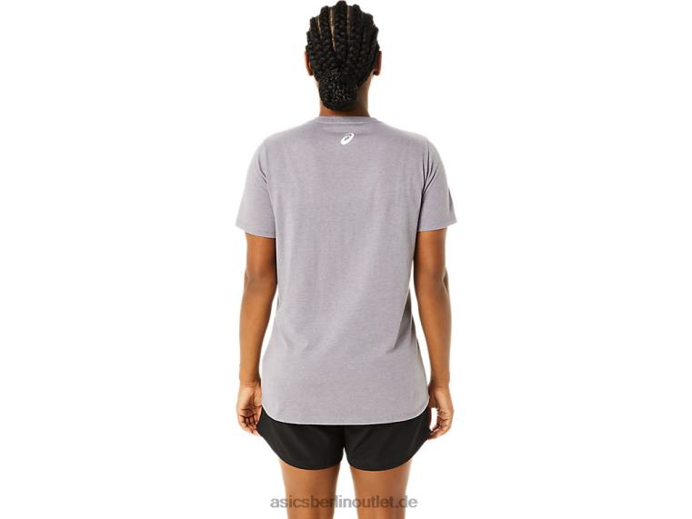 Kurzarm-V-Ausschnitt mit Kirschblütenmuster für Damen BL4N3644Asics lavendelgraues Heidekraut
