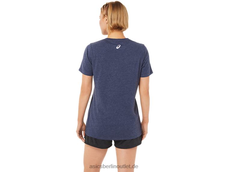 Kurzarm-V-Ausschnitt mit Kirschblütenmuster für Damen BL4N3733Asics Peacoat-Heidekraut