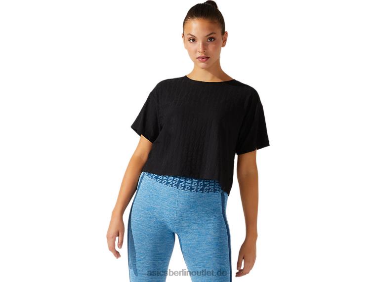 Kurzes Damen-Kurzarmshirt aus Jacquard mit Logo BL4N3963Asics Leistung schwarz