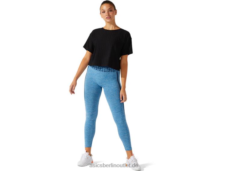 Kurzes Damen-Kurzarmshirt aus Jacquard mit Logo BL4N3963Asics Leistung schwarz