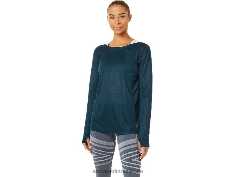 Langärmliges Damenoberteil mit offenem Rücken BL4N3378Asics französisches Blau