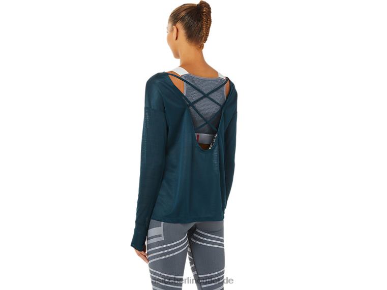 Langärmliges Damenoberteil mit offenem Rücken BL4N3378Asics französisches Blau