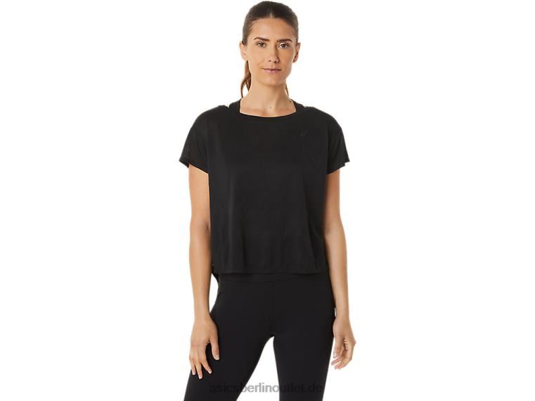 Movekoyo Jacquard-Kurzarmoberteil für Damen BL4N2763Asics Leistung schwarz