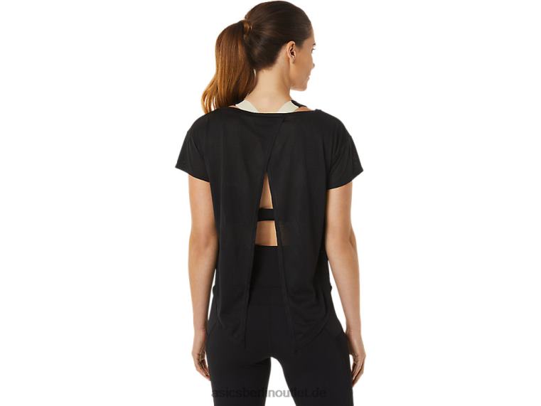 Movekoyo Jacquard-Kurzarmoberteil für Damen BL4N2763Asics Leistung schwarz