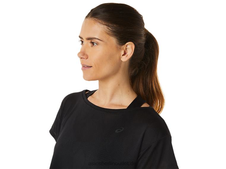 Movekoyo Jacquard-Kurzarmoberteil für Damen BL4N2763Asics Leistung schwarz