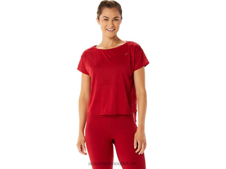 Movekoyo Jacquard-Kurzarmoberteil für Damen BL4N2800Asics Cranberry