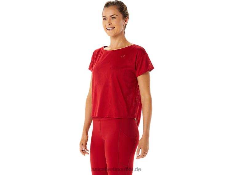 Movekoyo Jacquard-Kurzarmoberteil für Damen BL4N2800Asics Cranberry