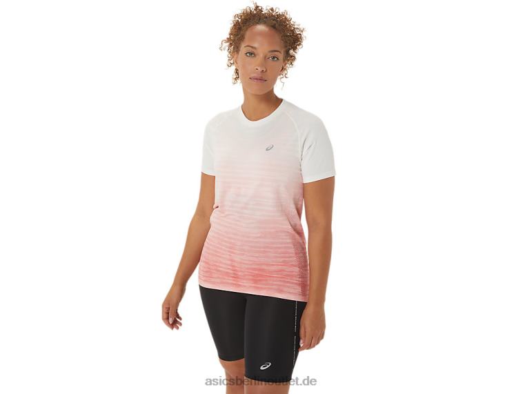 Nahtloses Kurzarmoberteil für Damen BL4N2441Asics Sahne/Papaya