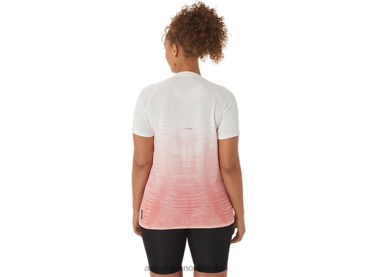 Nahtloses Kurzarmoberteil für Damen BL4N2441Asics Sahne/Papaya