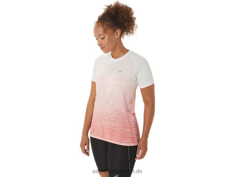 Nahtloses Kurzarmoberteil für Damen BL4N2441Asics Sahne/Papaya