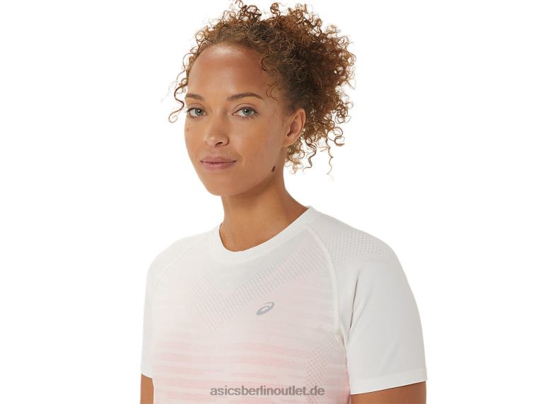 Nahtloses Kurzarmoberteil für Damen BL4N2441Asics Sahne/Papaya