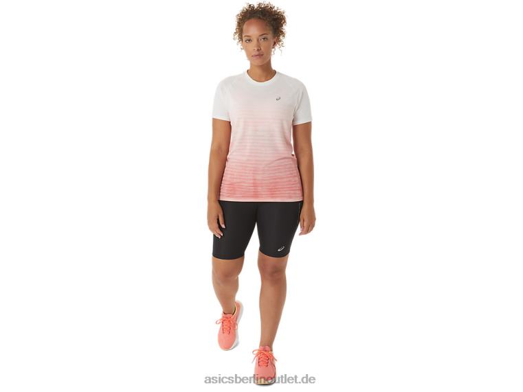 Nahtloses Kurzarmoberteil für Damen BL4N2441Asics Sahne/Papaya
