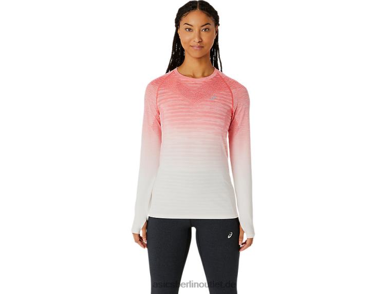 Nahtloses Langarm-Top für Damen BL4N2210Asics Sahne/Papaya