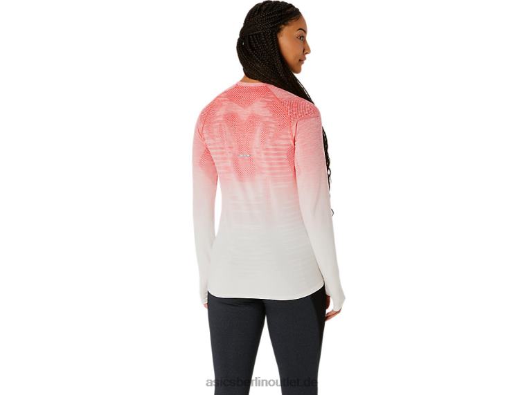 Nahtloses Langarm-Top für Damen BL4N2210Asics Sahne/Papaya