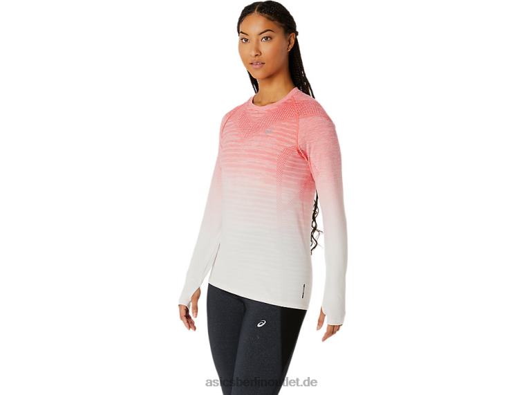 Nahtloses Langarm-Top für Damen BL4N2210Asics Sahne/Papaya