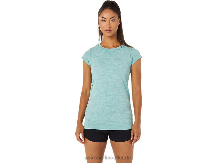 Nahtloses kurzärmliges Rennoberteil für Damen BL4N3499Asics Salbei