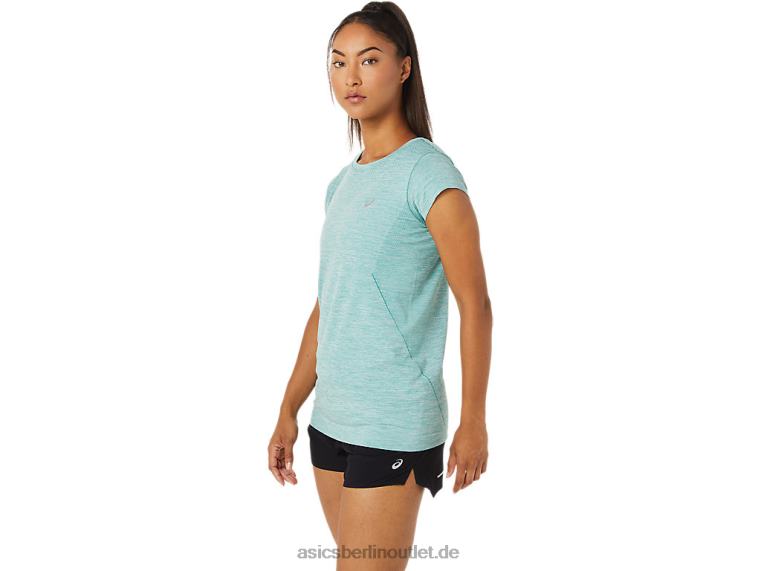 Nahtloses kurzärmliges Rennoberteil für Damen BL4N3499Asics Salbei