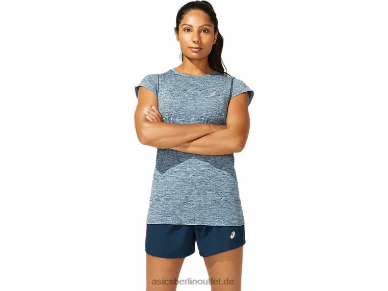 Nahtloses kurzärmliges Rennoberteil für Damen BL4N4040Asics französisches Blau
