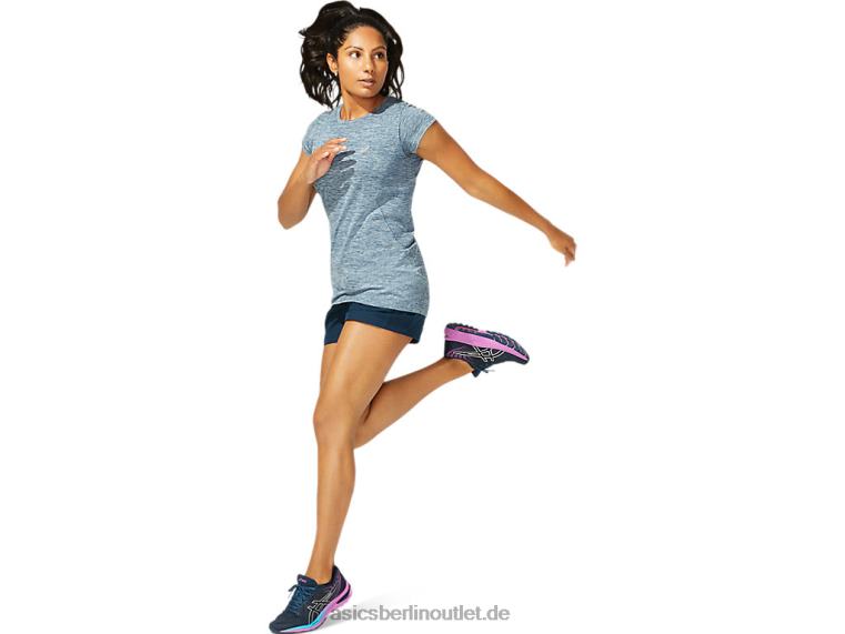 Nahtloses kurzärmliges Rennoberteil für Damen BL4N4040Asics französisches Blau