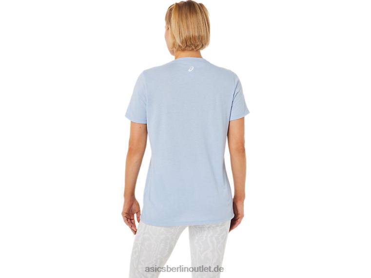 Neues Strong 92 Grafik-T-Shirt für Damen BL4N3761Asics Nebel/Leuchtgelb