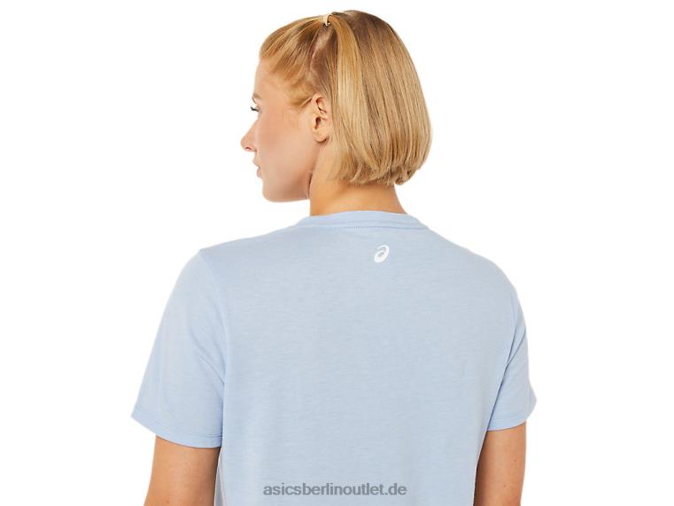 Neues Strong 92 Grafik-T-Shirt für Damen BL4N3761Asics Nebel/Leuchtgelb