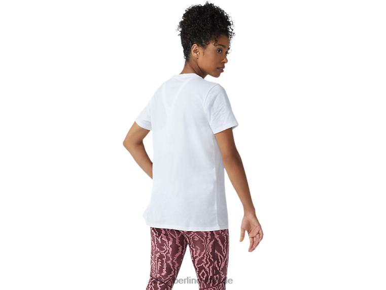Neues Strong 92 Grafik-T-Shirt für Damen BL4N3782Asics Strahlendes Weiß/flammende Koralle
