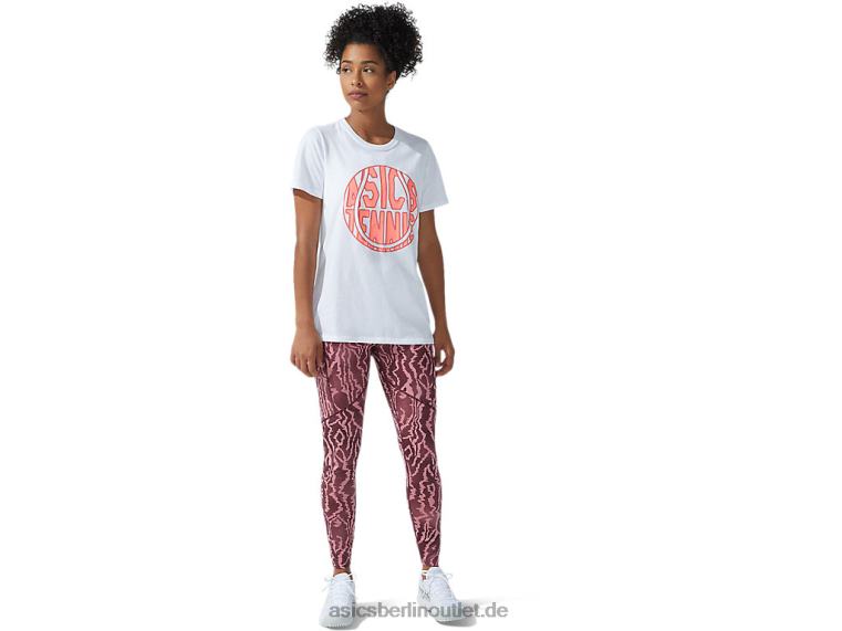 Neues Strong 92 Grafik-T-Shirt für Damen BL4N3782Asics Strahlendes Weiß/flammende Koralle
