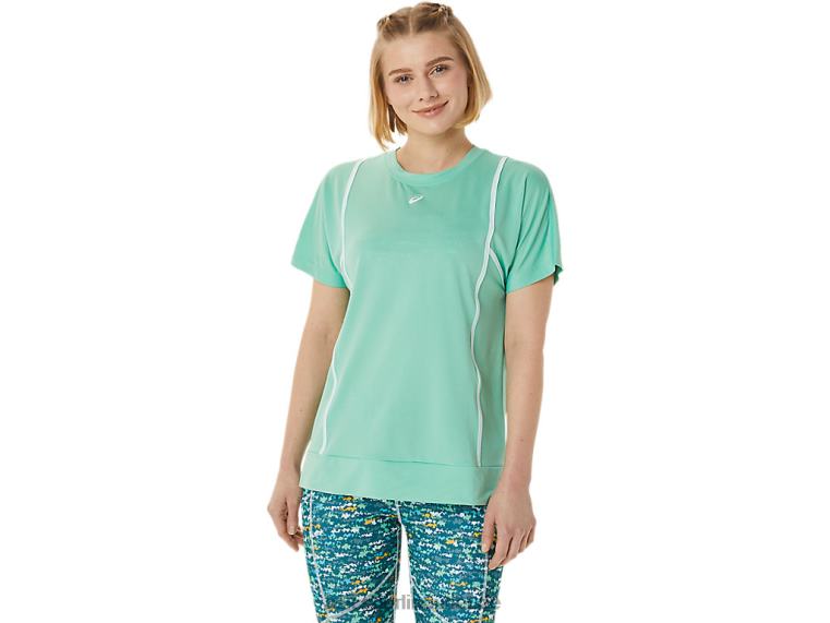 Neues Strong 92 Kurzarm-Top für Damen BL4N3055Asics Meeresschaum/Brillantweiß