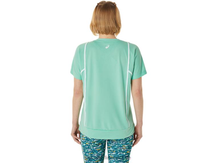 Neues Strong 92 Kurzarm-Top für Damen BL4N3055Asics Meeresschaum/Brillantweiß
