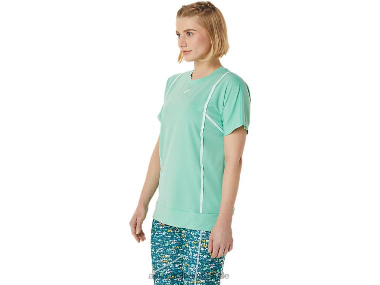 Neues Strong 92 Kurzarm-Top für Damen BL4N3055Asics Meeresschaum/Brillantweiß