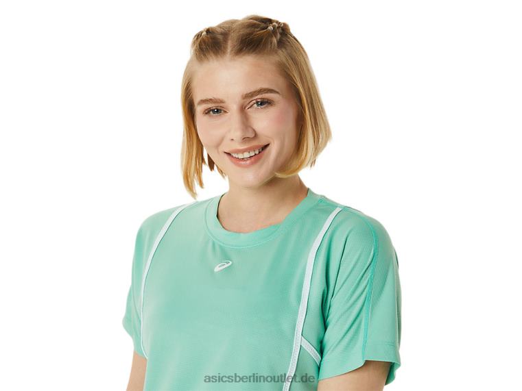 Neues Strong 92 Kurzarm-Top für Damen BL4N3055Asics Meeresschaum/Brillantweiß