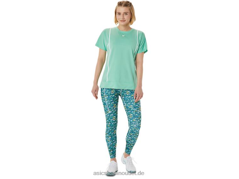 Neues Strong 92 Kurzarm-Top für Damen BL4N3055Asics Meeresschaum/Brillantweiß