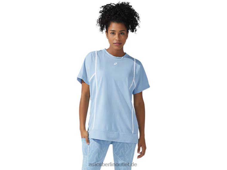 Neues Strong 92 Kurzarm-Top für Damen BL4N3753Asics Nebel/strahlendes Weiß