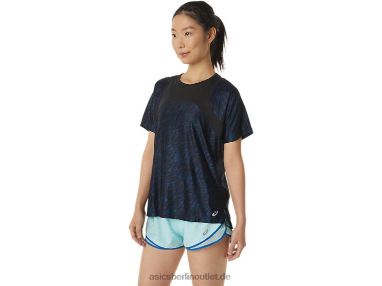 Pr Lyte Run Kurzarmshirt für Damen BL4N3387Asics Nachtschatten/Seefahrt-Druck