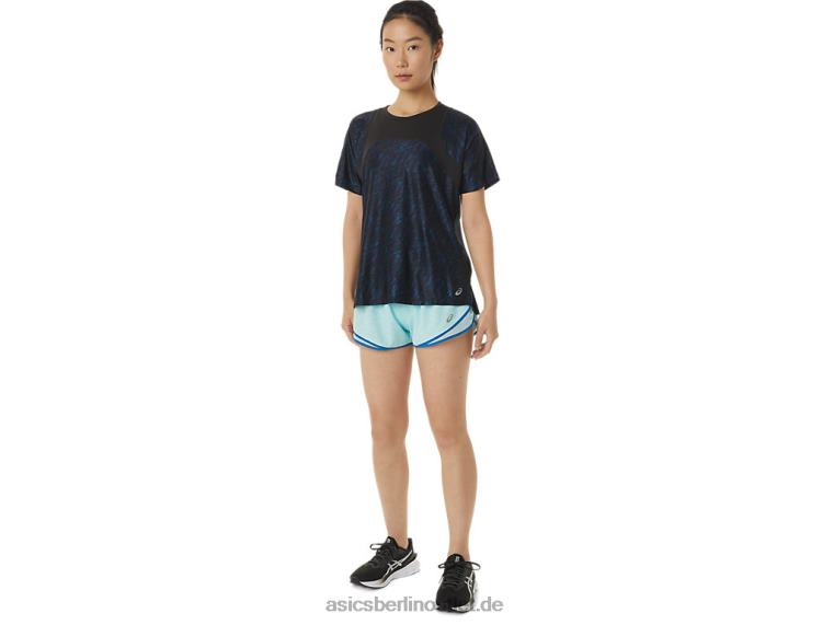 Pr Lyte Run Kurzarmshirt für Damen BL4N3387Asics Nachtschatten/Seefahrt-Druck