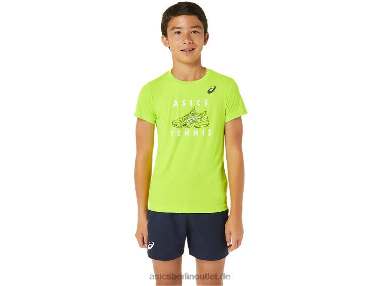 Kurzärmliges Oberteil mit Tennisgrafik für Kinder BL4N4239Asics Gefahr grün