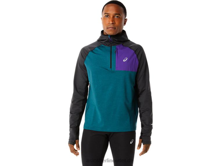 Herren-Winterlauf-Hoodie mit langen Ärmeln BL4N840Asics Samtkiefer meliert/schwarz
