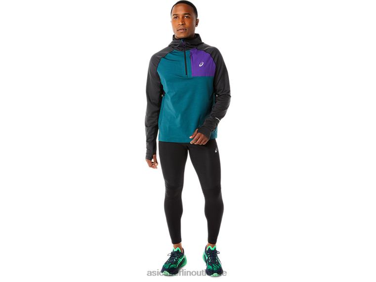 Herren-Winterlauf-Hoodie mit langen Ärmeln BL4N840Asics Samtkiefer meliert/schwarz