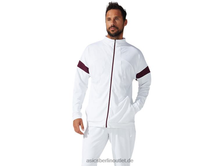Herren-Trainingsjacke BL4N1785Asics strahlendes Weiß/tiefes Mars