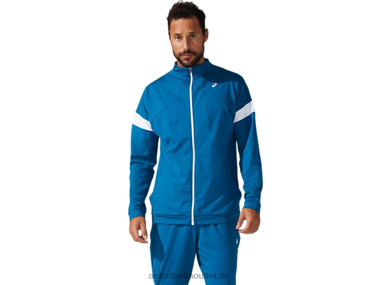 Herren-Trainingsjacke BL4N1796Asics Tiefseeblaugrün/Brillantweiß