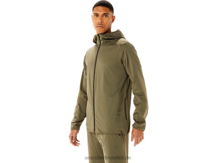 Herrenjacke aus gebürstetem Jacquard-Strick von Actibreeze BL4N759Asics Mantel grün