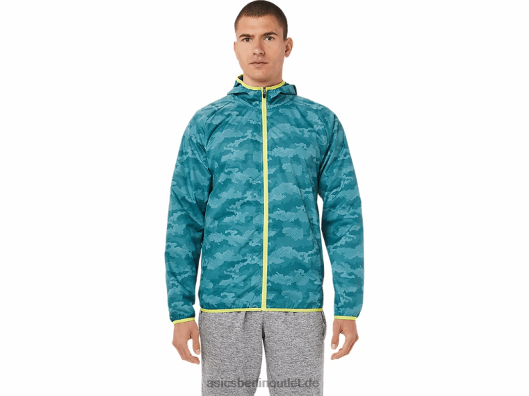 Packbare Herrenjacke BL4N1893Asics Misty Pine Print/Sauer Yuzu