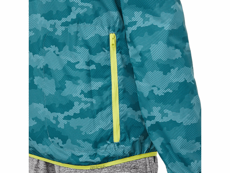 Packbare Herrenjacke BL4N1893Asics Misty Pine Print/Sauer Yuzu