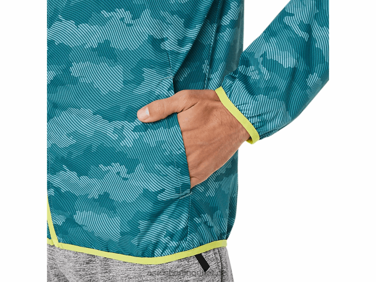 Packbare Herrenjacke BL4N1893Asics Misty Pine Print/Sauer Yuzu