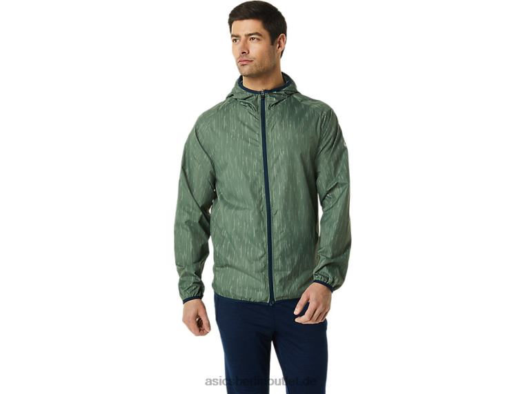 Packbare Herrenjacke BL4N793Asics Flechtengrüner Druck/Französischblau